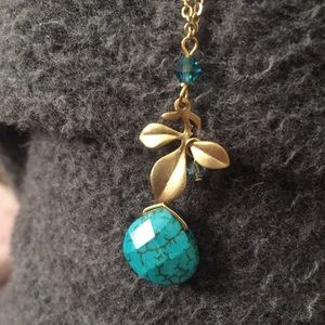 Pretty Gold Plated and Turquoise Necklace